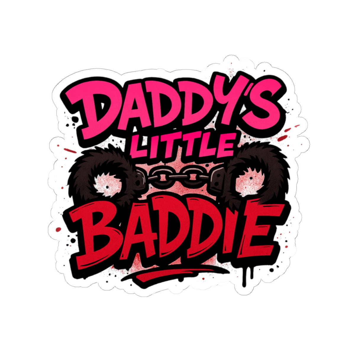 Daddy's Little Baddie Kiss-Cut Sticker — Cute Edgy Pink & Red Graphic Decal