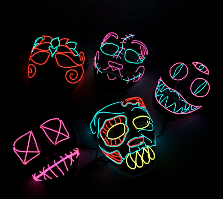 Stew Shystie Glowing Mask LED Light Up Party Mask With Constant Light Modes For Parties And Cosplay Performances