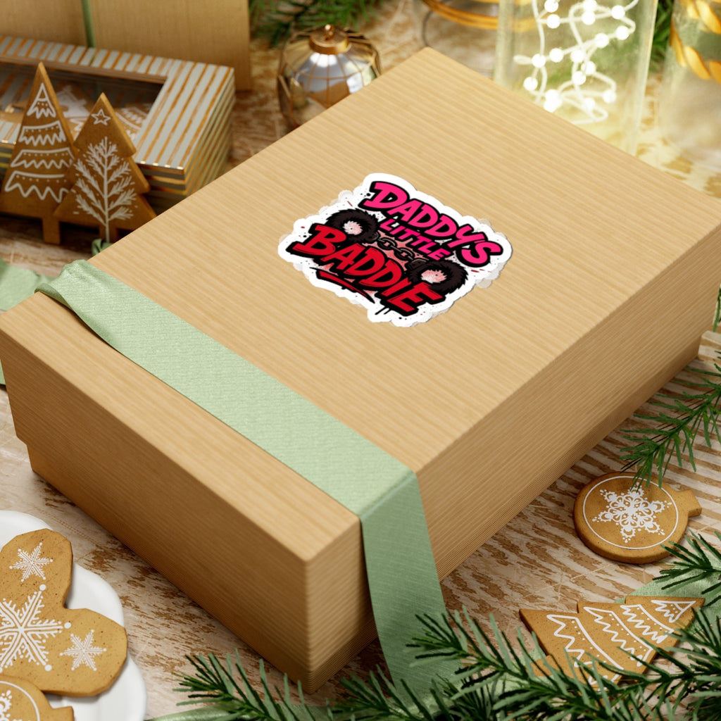 Daddy's Little Baddie Kiss-Cut Sticker — Cute Edgy Pink & Red Graphic Decal