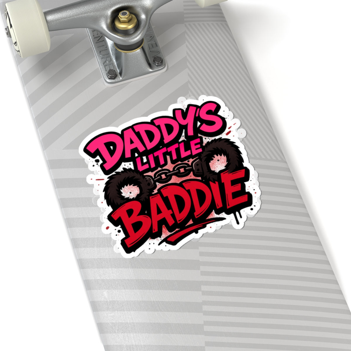 Daddy's Little Baddie Kiss-Cut Sticker — Cute Edgy Pink & Red Graphic Decal