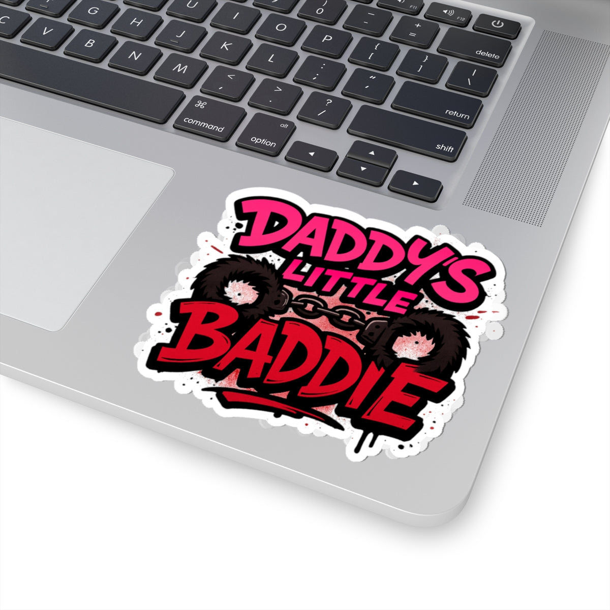 Daddy's Little Baddie Kiss-Cut Sticker — Cute Edgy Pink & Red Graphic Decal