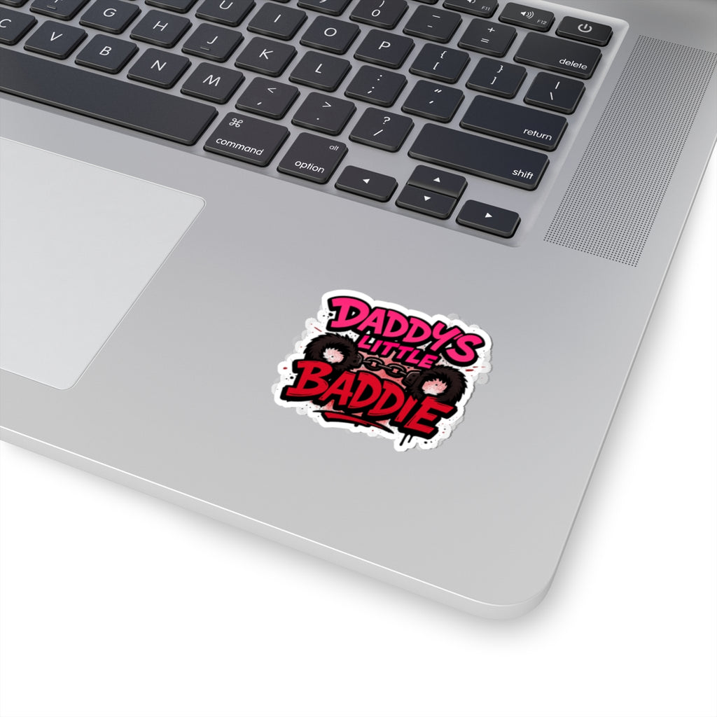 Daddy's Little Baddie Kiss-Cut Sticker — Cute Edgy Pink & Red Graphic Decal