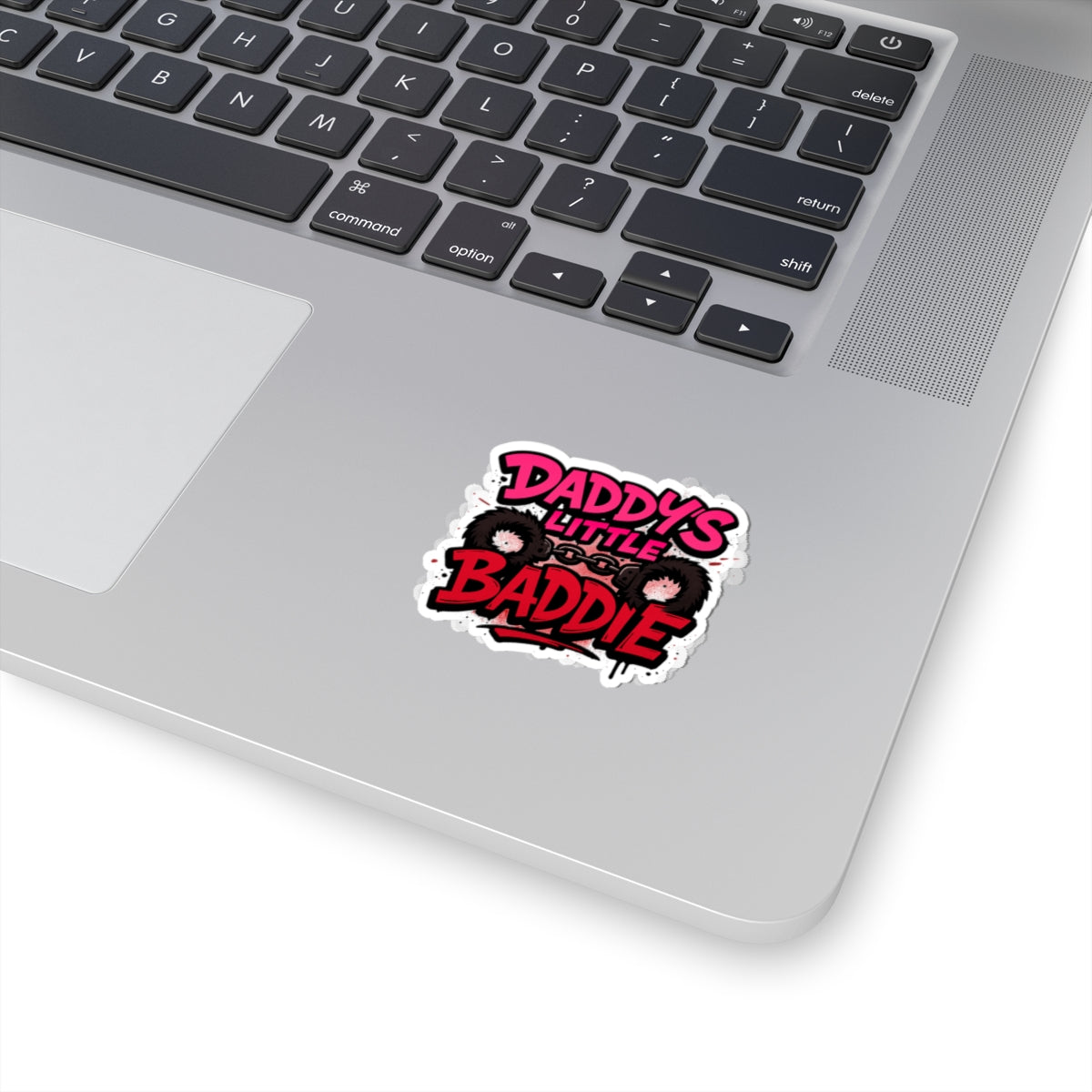 Daddy's Little Baddie Kiss-Cut Sticker — Cute Edgy Pink & Red Graphic Decal