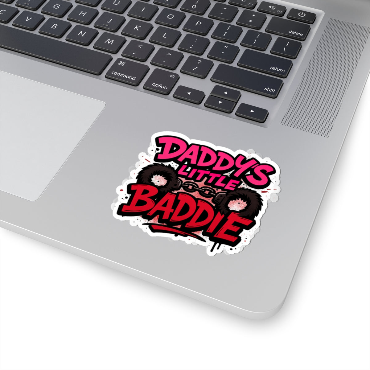 Daddy's Little Baddie Kiss-Cut Sticker — Cute Edgy Pink & Red Graphic Decal