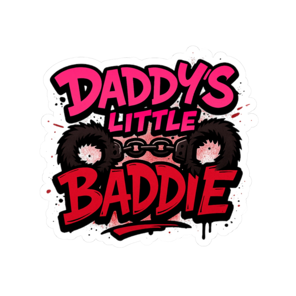 Daddy's Little Baddie Kiss-Cut Sticker — Cute Edgy Pink & Red Graphic Decal