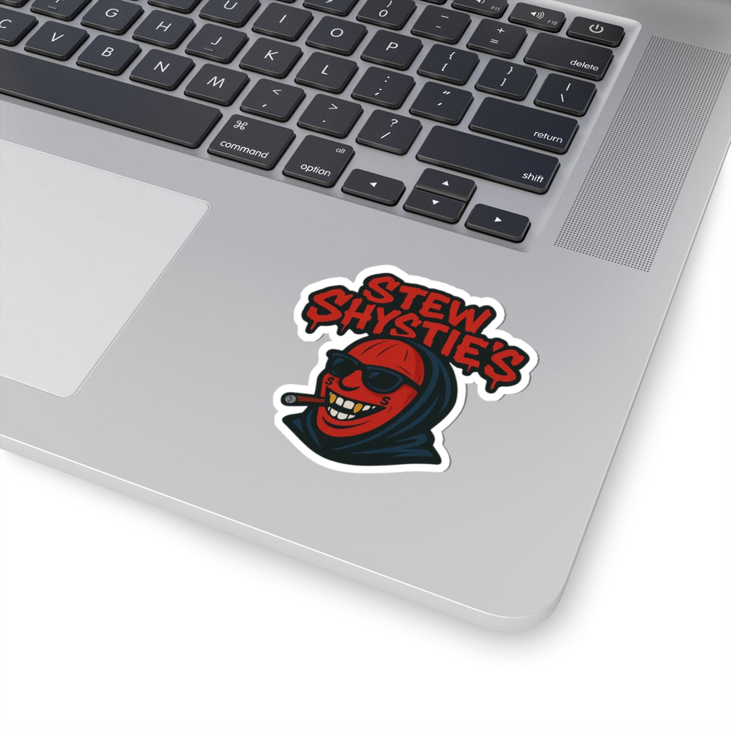 Stew Shystie's Red Mask Logo Sticker — Kiss-Cut Vinyl Decal for Laptops, Skateboards & Gear